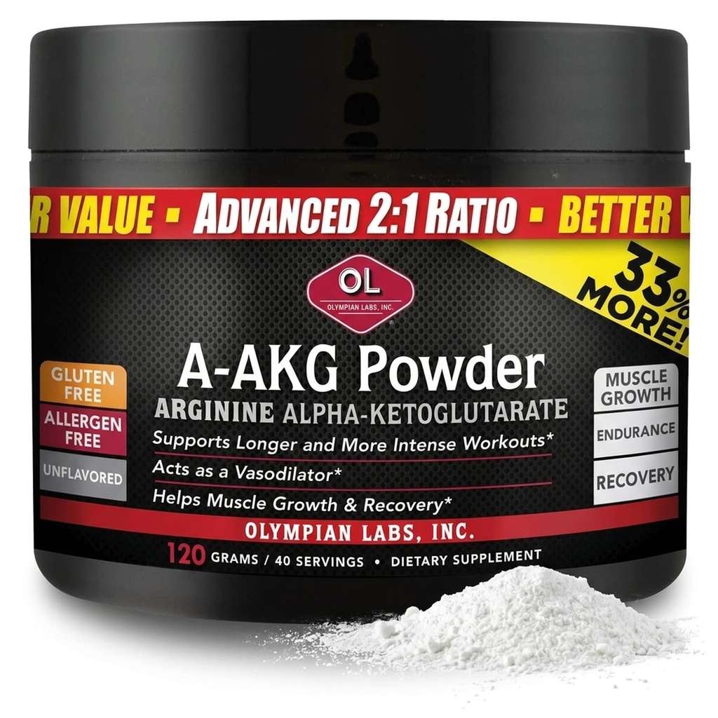 Laboratoires olympiques PSN A-AKG Poudre pour la santé, l'énergie et les sports des hommes, 40-3g Serviettes, 120 Gram Jar