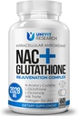 Supplément complexe avancé NAC (N-acétyl L-Cysteine) 600mg avec L-Glutathion 500mg et extrait de chardon de lait-Potent antioxydant-Immune Soutien de la fonction respiratoire-Promotion de la santé rénale