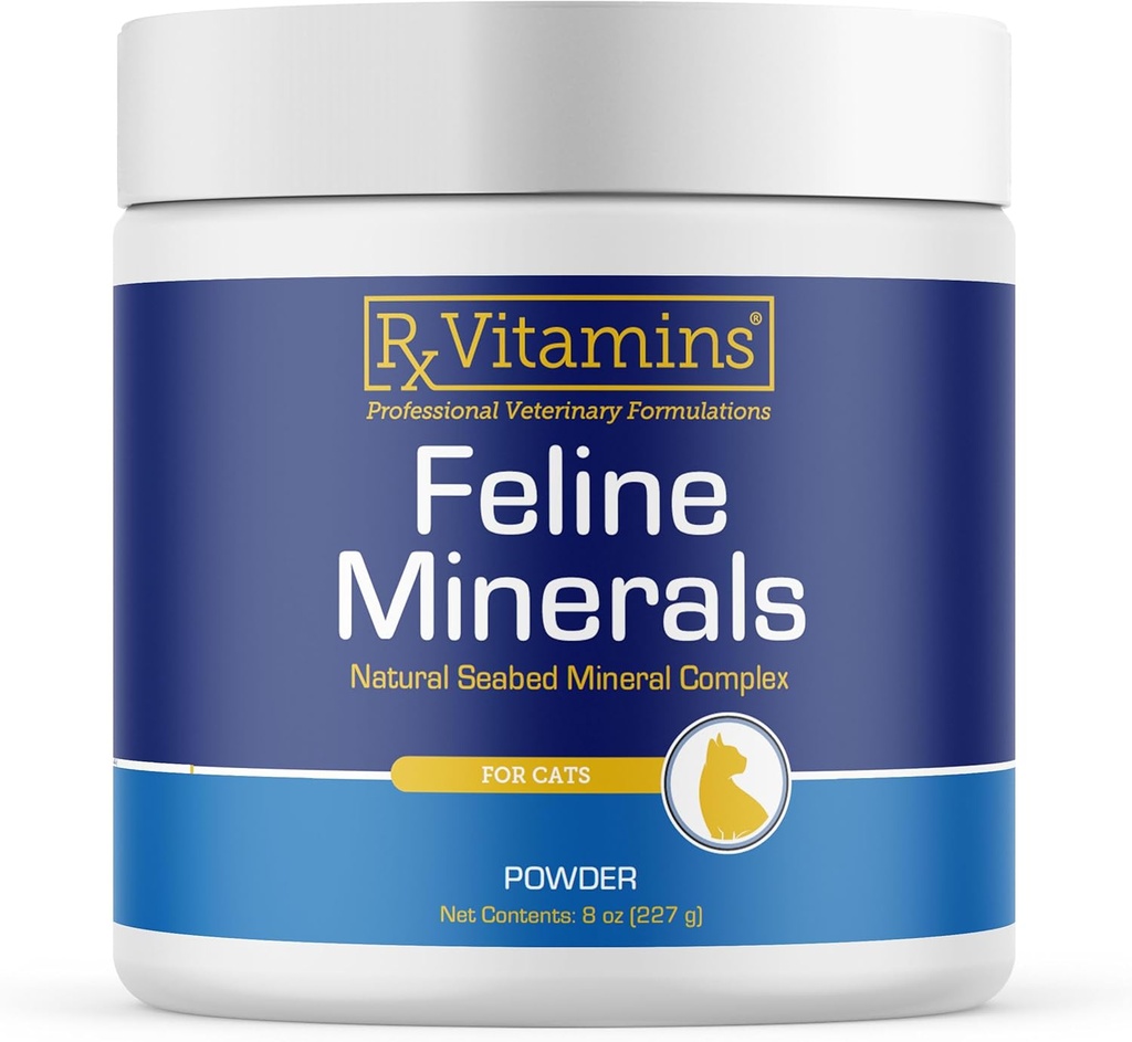 Vitamines Rx Minéraux félins - Taurine pour la santé du coeur des chats - Calcium pour supplément articulaire - Soutien immunitaire pour les chats avec magnésium et potassium - Supplément de peau et de manteau - 8oz