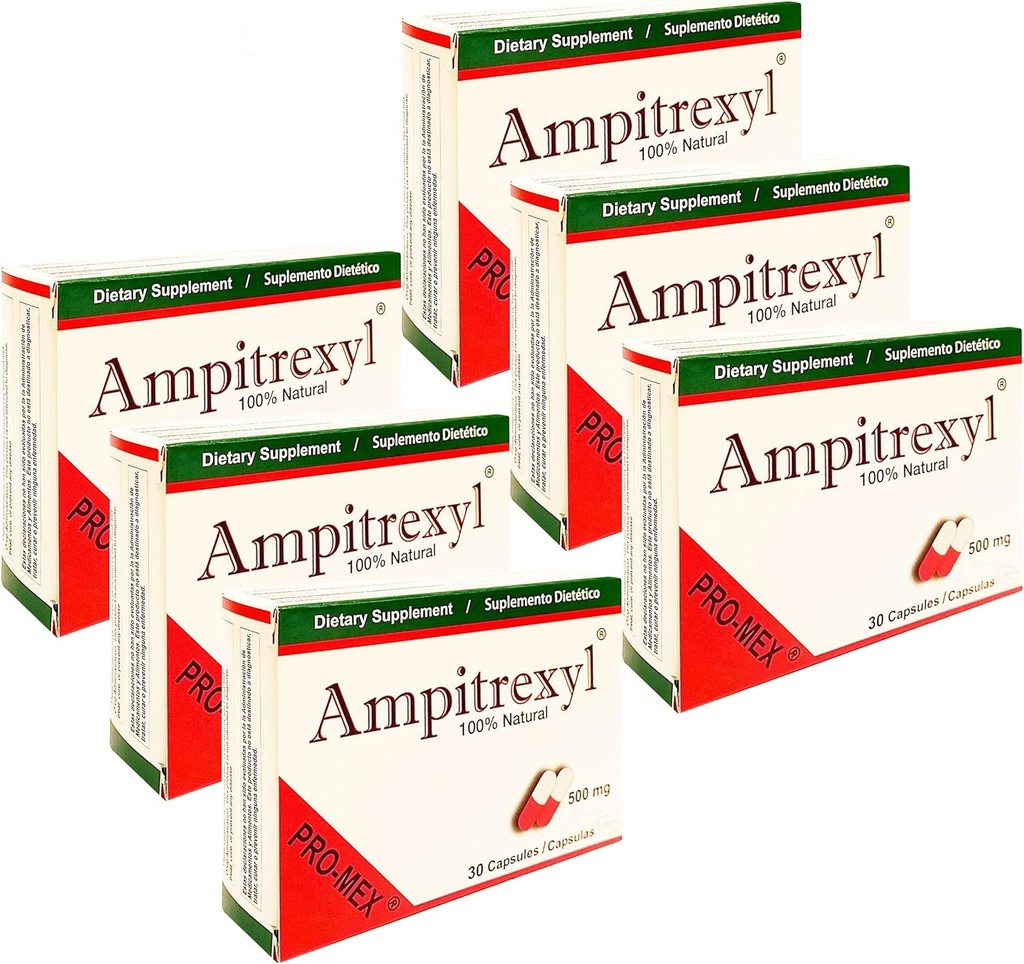 500mg x 6 Pack - Supplément de soutien immunitaire à base de plantes Promex Ampitrexyl; 30 Capsules chacune (180 Capsules Total)