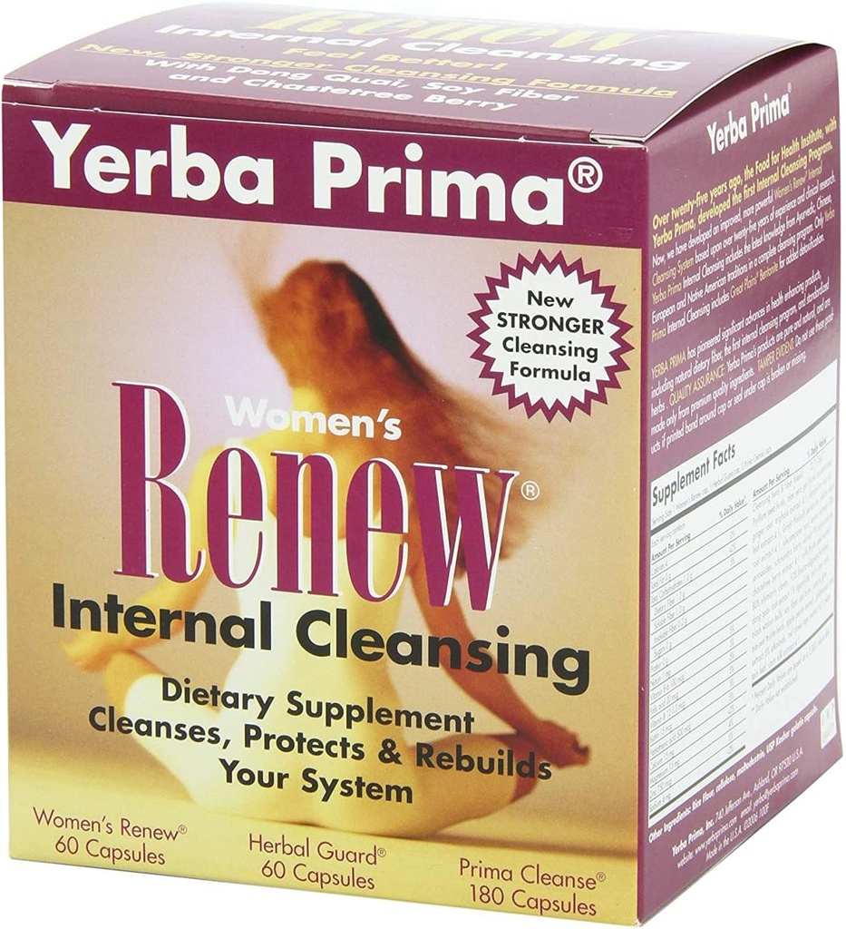 Yerba Prima Women’s Renew Internal Cleansing System - 30 Day Cleanse and Detox Kit - Female Detoxifying Herbal Support Supplements