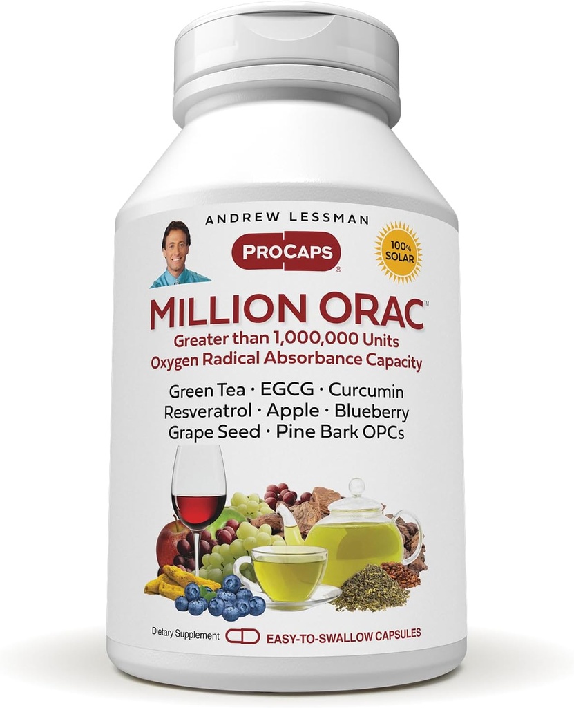 ANDREW MOINSMAN Millions Orac 240 Capsules - Livraison d'extraits végétaux normalisés concentrés. Anti-oxydants puissants et composés de protection. Neutralise Daming Free-Radicals, Pas d'additifs