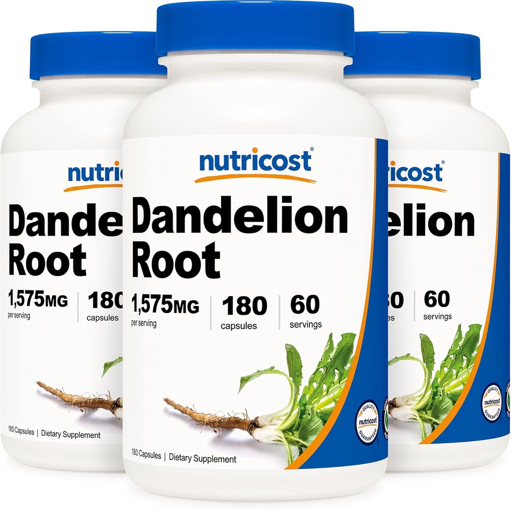 Nutricost Dandelion Root 525mg, 180 Capsules (3 Bottles) - 1575mg Serving, Non-GMO, Gluten Free