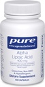 Encapsulations pures Acide alpha lipoïque 400 mg de supplément ALA pour le soutien du foie, les antioxydants, la santé nerveuse et cardiovasculaire, les radicaux libres et le soutien aux glucides*