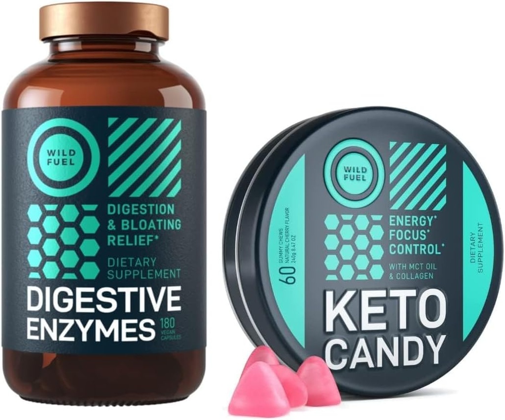 WILD FUEL Keto Candy avec huile MCT et collagène et enzymes digestives avec groupe probiotique et prébiotique