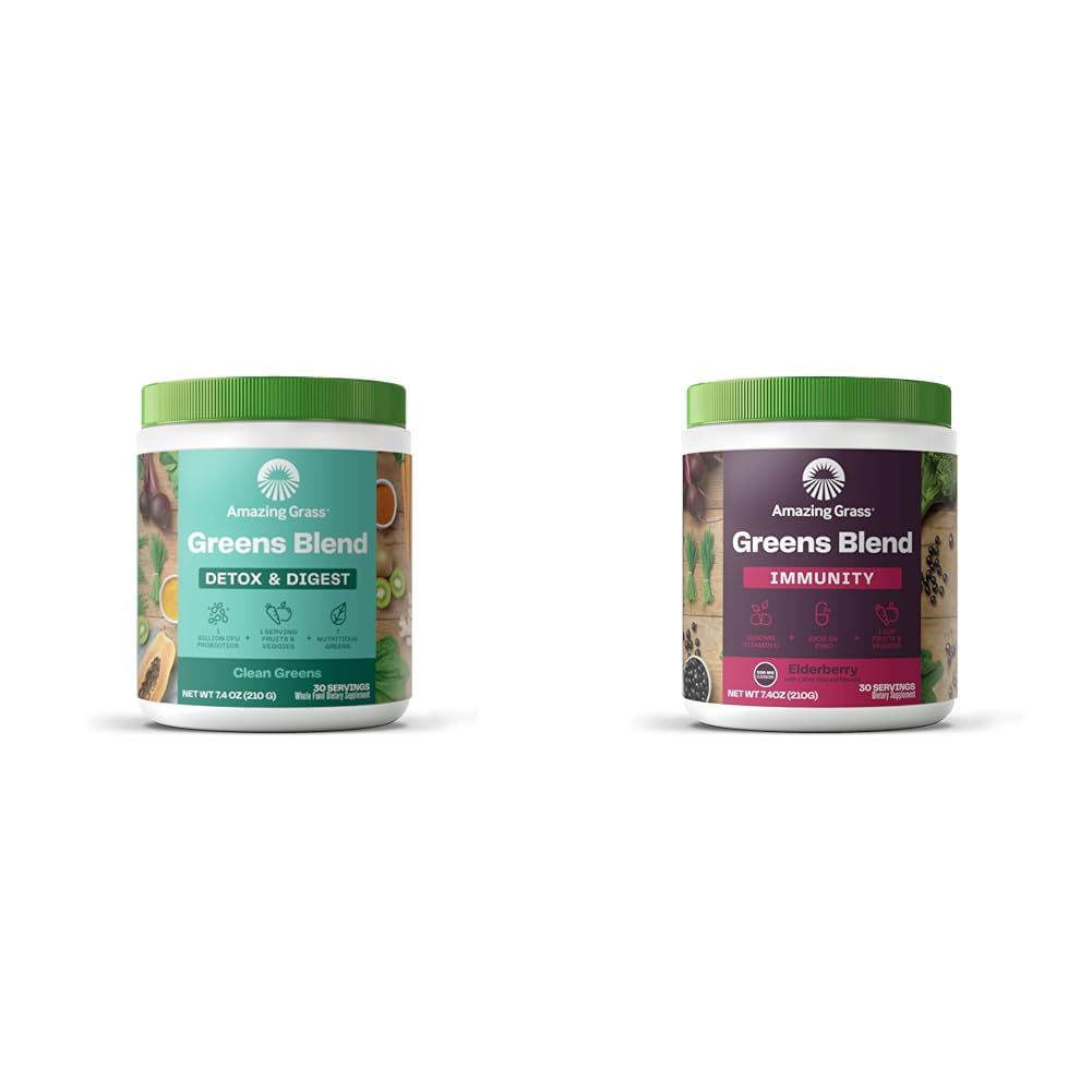 Amazing Grass Greens Blend Detox & Digest: Mélange Smoothie, Nettoyer avec Super Greens Poudre et Greens Blend Superfood pour Immune Support: Super Greens Poudre Smoothie
