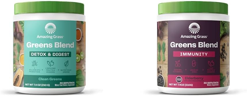 Amazing Grass Greens Blend Detox & Digest: Mélange Smoothie, Nettoyer avec Super Greens Poudre et Greens Blend Superfood pour Immune Support: Super Greens Poudre Smoothie