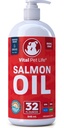 Huile de saumon pour chiens et chats - Skin & Coat Healthy, Huile de poisson, Omega 3 EPA DHA, Complément alimentaire liquide pour animaux de compagnie, tout naturel, soutient la santé des articulations et des os, l'allergie naturelle et la défense de l'inflammation, 32 oz