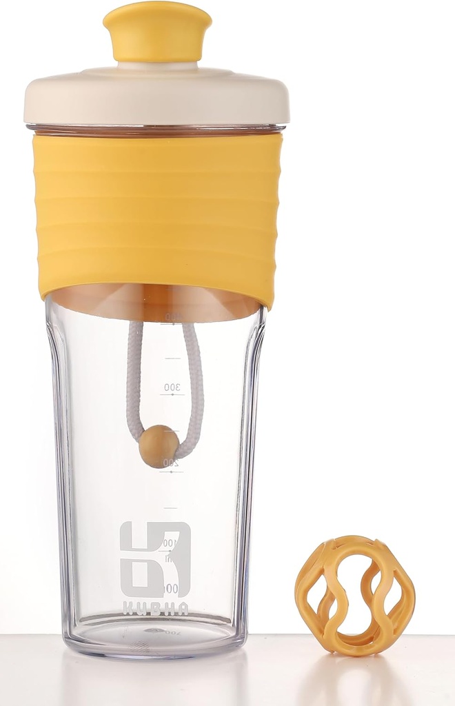 Bouteille Shaker 2ème génération pour les protéines avec boule de mélange - Parfait pour les entraînements et l'utilisation en plein air, 24-Ounces Whey Protein Shaker avec mesure claire (Orang)