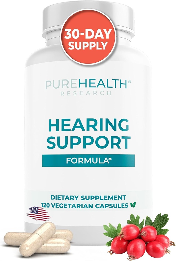 PUREHEALTH RECHERCHE Formule de soutien auditif - Supplément d'acouphène avec les flavonoïdes et les vitamines auditives pour aider le silence Le bruit, en toute sécurité et naturellement - Relief d'acouphène pour les oreilles sonnantes, 1 bouteille