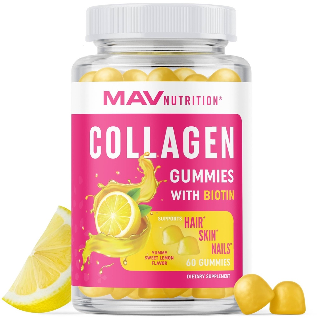 Gommies de collagène pour les femmes 200mg Collagène hydrolysé + 2500mcg Biotine, avec vitamine C, E et zinc, anti-vieillissement, croissance des cheveux, peau, ongles forts