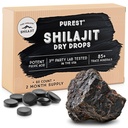 Pure Himalayan Shilajit Dry Drops, 100% Pure Natural Shilajit, Grade A, Max Potency 85+ Clean Trace Minerals & Fulvic Acid for Energy, Métabolism & Imune Support Supplément pour hommes et femmes (60 onglets)
