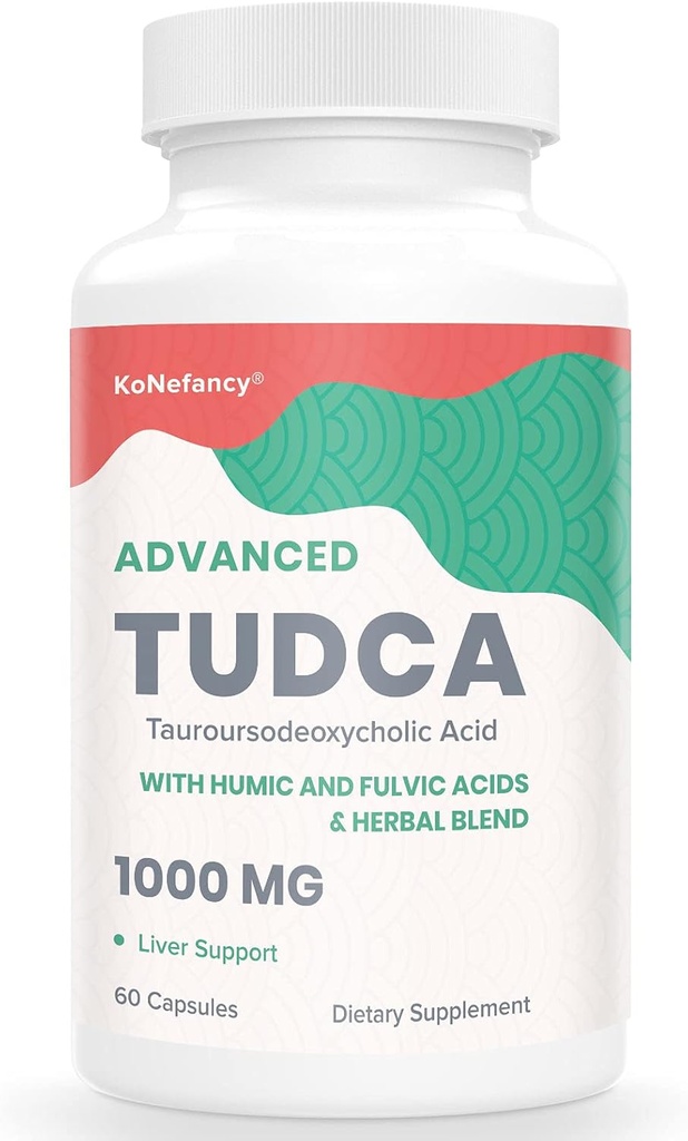 TUDCA Suppléments hépatiques Sels de 1000 mg-biles pour nettoyer le foie Mélange à base de plantes de détox et de chardon avec l'acide fulvic et humique pour le foie,Santé digestif,60 Capsules végétaliennes