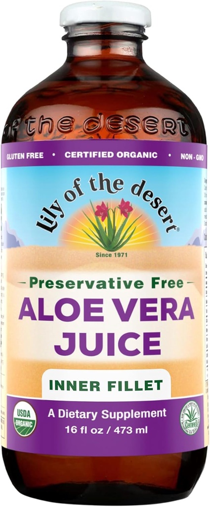 Lily Of The Desert Aloe Vera Juice, Preservative Free, Filet intérieur, 16 Fl oz