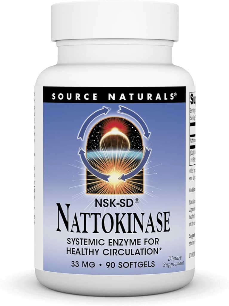 Source Naturals Nattokinase 33 mg Enzyme systémique pour une circulation saine - 90 Softgels