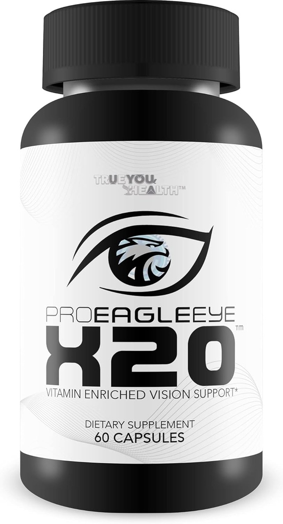 Pro EagleEye x20 - Soutien de la vision enrichie en vitamine - Supplément de vision multivitamines et minéraux - Aid Vision et santé des yeux - Pro Eagle Eye X20 Vitamines pour renforcer la vision - Détails de l'aide