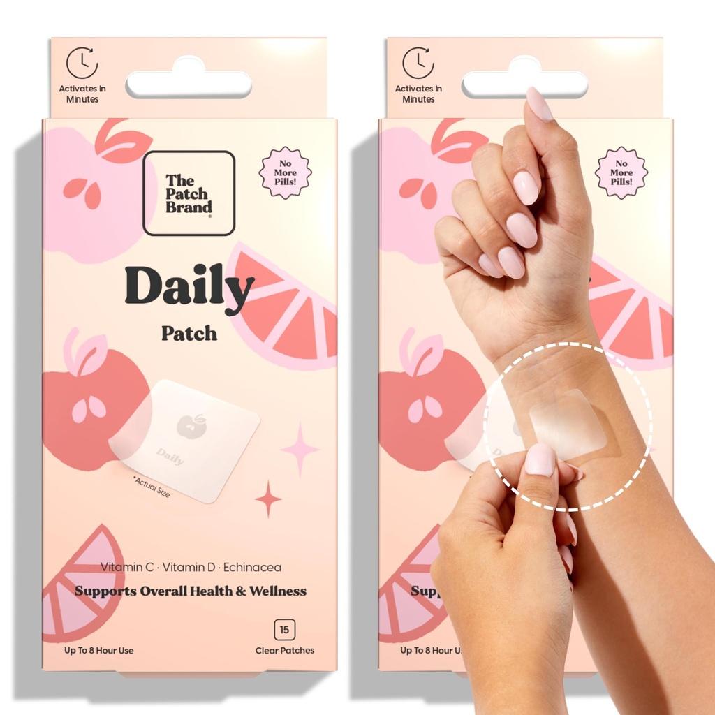 La marque Patch soutien quotidien Patches de bien-être naturel infusé avec vitamine C, citrate de zinc, vitamine D, Ginko Biloba et Echinacea