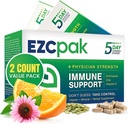 EZC Pak 5 jours booster de soutien immunitaire - supplément de soutien immunitaire, Echinacea, Zinc Vitamine C, boosters immunitaires pour adultes - vitamines de soutien immunitaire (paquet de 2)