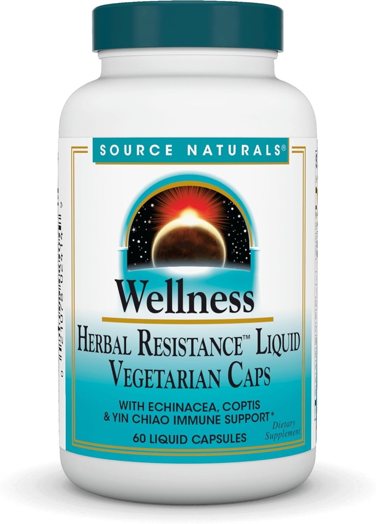 Source Naturals Wellness Herbal Resistance, Echinacea, Coptis & Yin Chiao Immune Support *- 60 Capsules