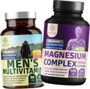N1N Premium Magnésium complexe et multivitamines pour hommes, tous les suppléments naturels pour améliorer l'énergie, l'immunité et le soutien des os, des muscles et de la fonction Nerve, 2 packs