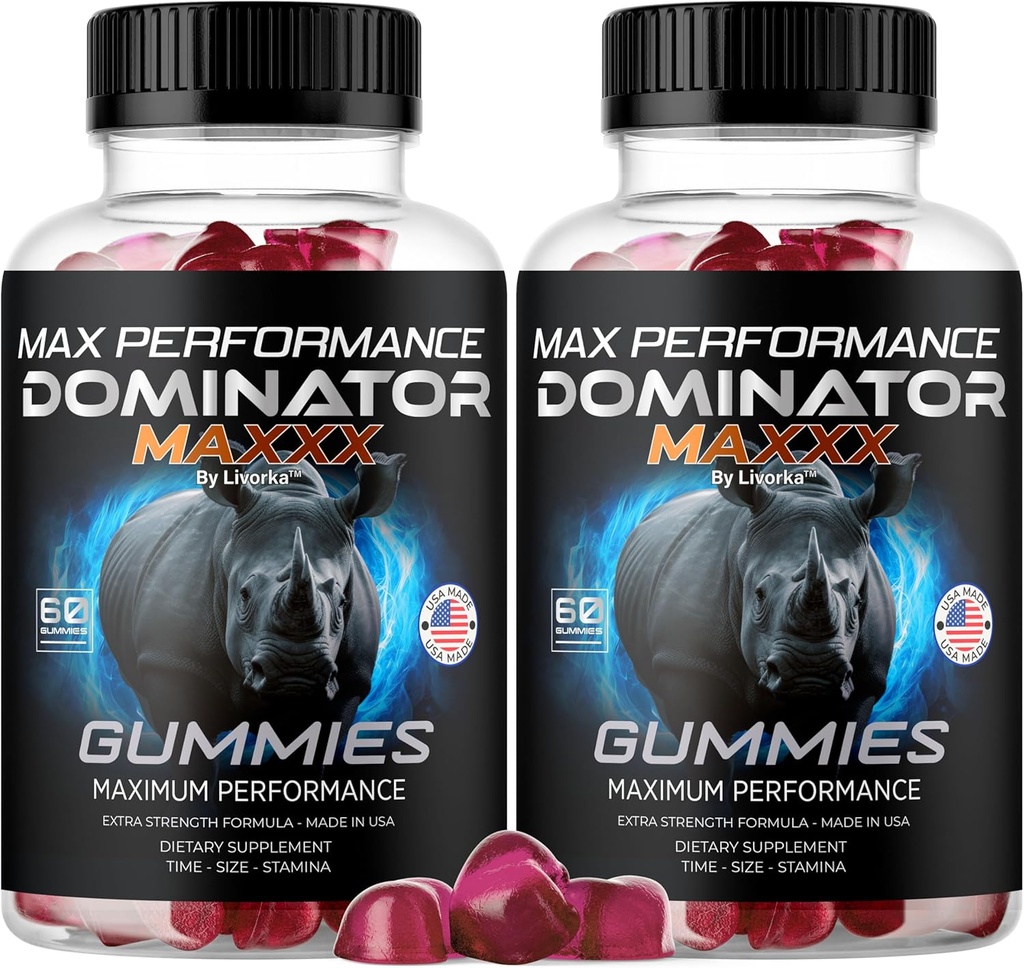 (2 Pack) Dominateur Maxx Gommies pour les hommes - Dominateur Maxxx Natural Daily Nutrition Support Premium Formule avancée Multivitamine Pills pour la santé et le bien-être, 120 Gommies pour 2 mois