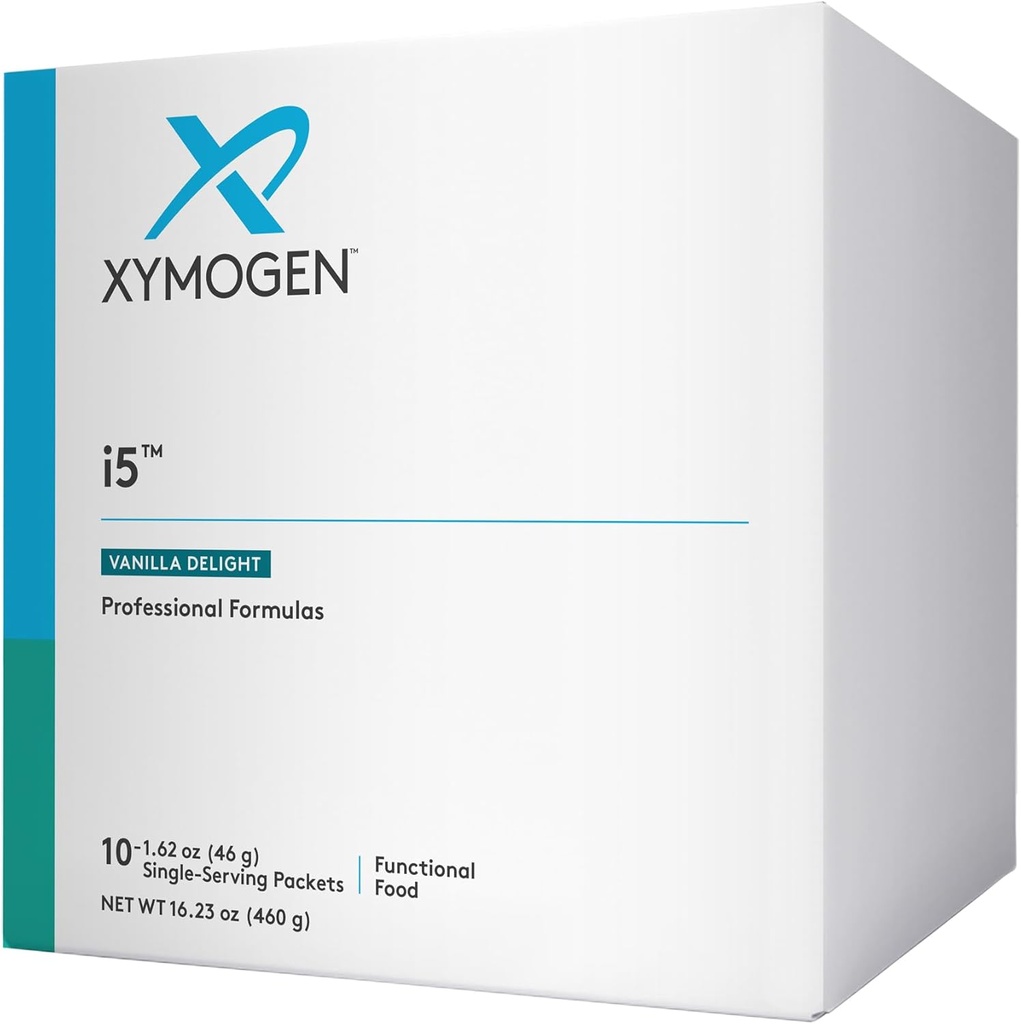 XYMOGEN i5 - Gut Health, Detox + Cytokine Balance Support Poudre - 21g Protéines, Immunoglobuline, Arabinogalactan, Brocoli Seed Extract - Vanilla Drink Mix (10 Packets)