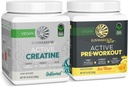 Active Preworkout Hydration Blend & Creatine Monohydrate Powder Set | Bundle & Save | Non-GMO Soy Dairy Filler & Gluten Free (60 Servings Unflavored Creatine, 30 Servings Yuzu Mango Pre Workout)