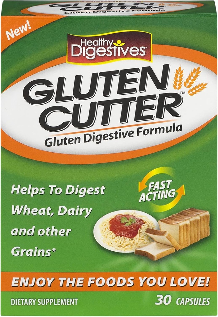 Systèmes naturels sains Digestion saine Gluten Cutter, 60 capsules (2 boîtes de 30 chacune)