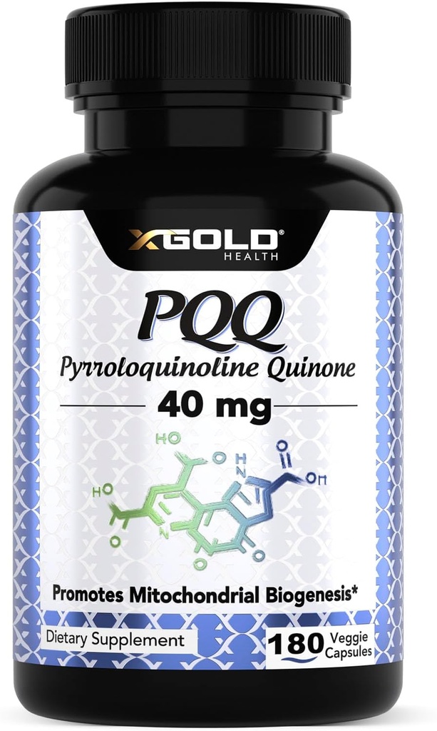 PQQ fermenté 40mg (99,7%+ Pure) – Soutien mitochondrial, Boost énergétique, Santé du coeur et du cerveau, Mieux dormir – Supplément non OGM