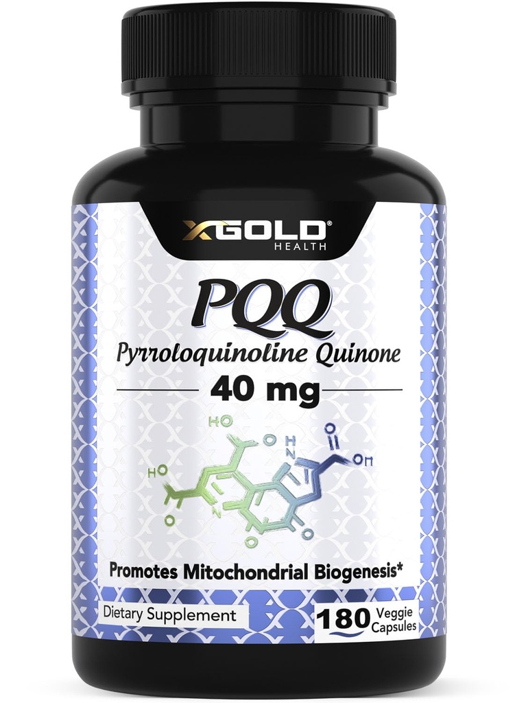 PQQ fermenté 40mg (99,7%+ Pure) – Soutien mitochondrial, Boost énergétique, Santé du coeur et du cerveau, Mieux dormir – Supplément non OGM