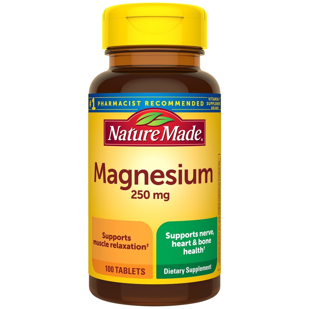 Nature faite d'oxyde de magnésium 250 mg, suppléments de magnésium pour les hommes et les femmes, soutien pour la santé musculaire, cardiaque, osseuse et nerveuse, 100 comprimés, 100 jours d'approvisionnement