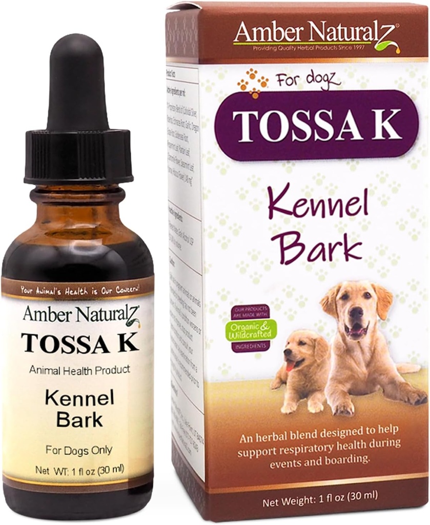 Amber NaturalZ Tossa K Kennel Bark suppléments à base de plantes pour chiens et chiots.