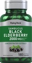 Pipeping Rock Elderberry Capsules $ 2000 mg $ 180 Pills $ Supplément d'extrait d'herbe Sambucus Extrait concentré $ Non-OGM, sans gluten