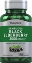 Pipeping Rock Elderberry Capsules $ 2000 mg $ 180 Pills $ Supplément d'extrait d'herbe Sambucus Extrait concentré $ Non-OGM, sans gluten