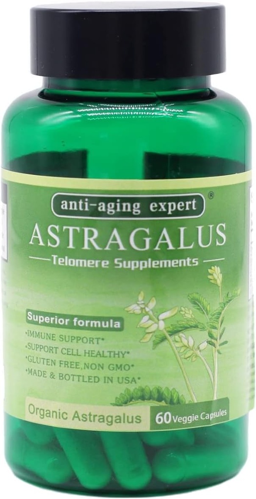 Astragalus Root Organic Extract 650mg, Schisandra Berries, Ligustrum Berry, 80% Ginseng américain, Système immunitaire antioxydants soutient, Vieillissement en santé, Fabriqué aux États-Unis