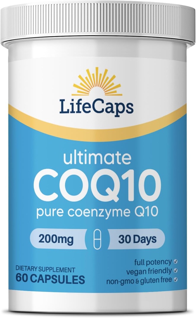 LifeCaps CoQ10 200mg - Ultimate CoQ10 - Suppléments Q10 à absorption ultra élevée - 60 Nombre