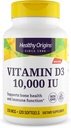 Origines saines Vitamine D3 10 000 UI (non-OGM, haute puissance, soutien osseux, soutien immunitaire, sans gluten), 120 softgels