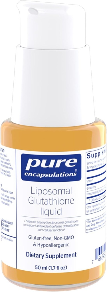 Encapsulations pures Glutathion liposomique liquide , Absorption accrue Glutathion liposomique pour soutenir la défense antioxydante, la désintoxication et la fonction cellulaire 1,7 fl. oz.