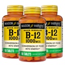 MASON NATURAL B,12 1000 mcg Dissolve rapide, 300 jours pour une conversion saine des aliments en énergie (3 pack)
