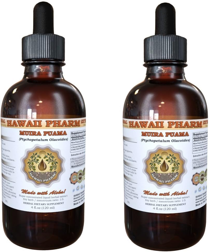 Muira Puama Extrait liquide, Muira Puama organique (Ptychopetalum Olacoides) Supplément de teinture 2x4 oz