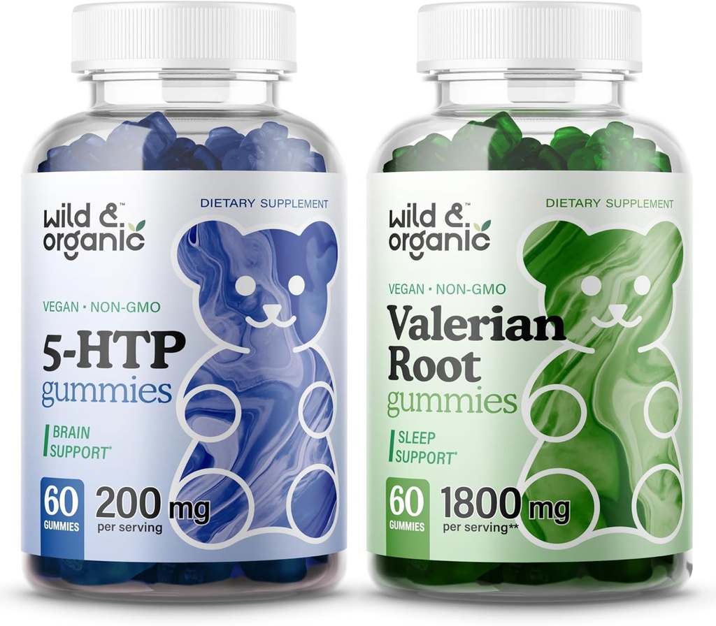 Wild & Organic 5HTP Gummies & Valerian Root Gummies 60 Count
