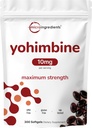 Suppléments Yohimbine double force pour les hommes et les femmes, 10mg par portion, 300 Softgels, Yohimbine HCL avec huile de tournesol vierge pour une meilleure absorption, soutient la production d'énergie, brut africain