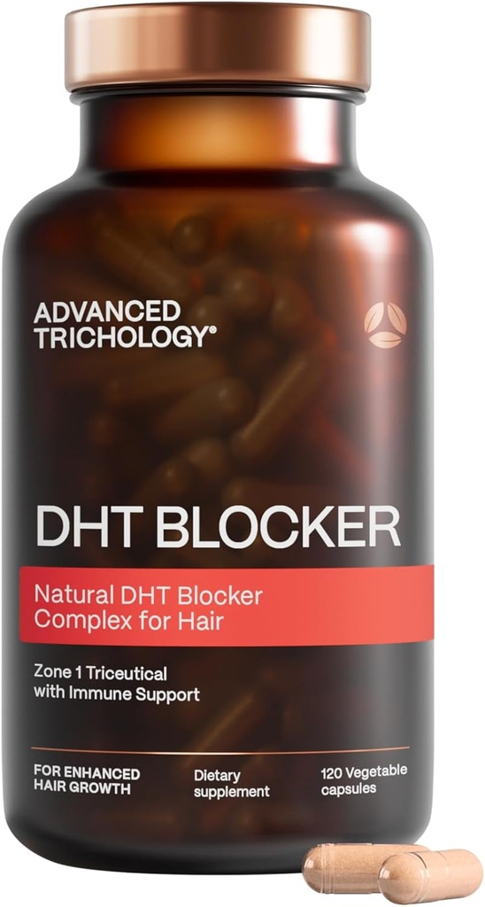 Trichologie avancée DHT Blocker - Supplément de croissance des cheveux pour la réflexion génétique pour les hommes et les femmes