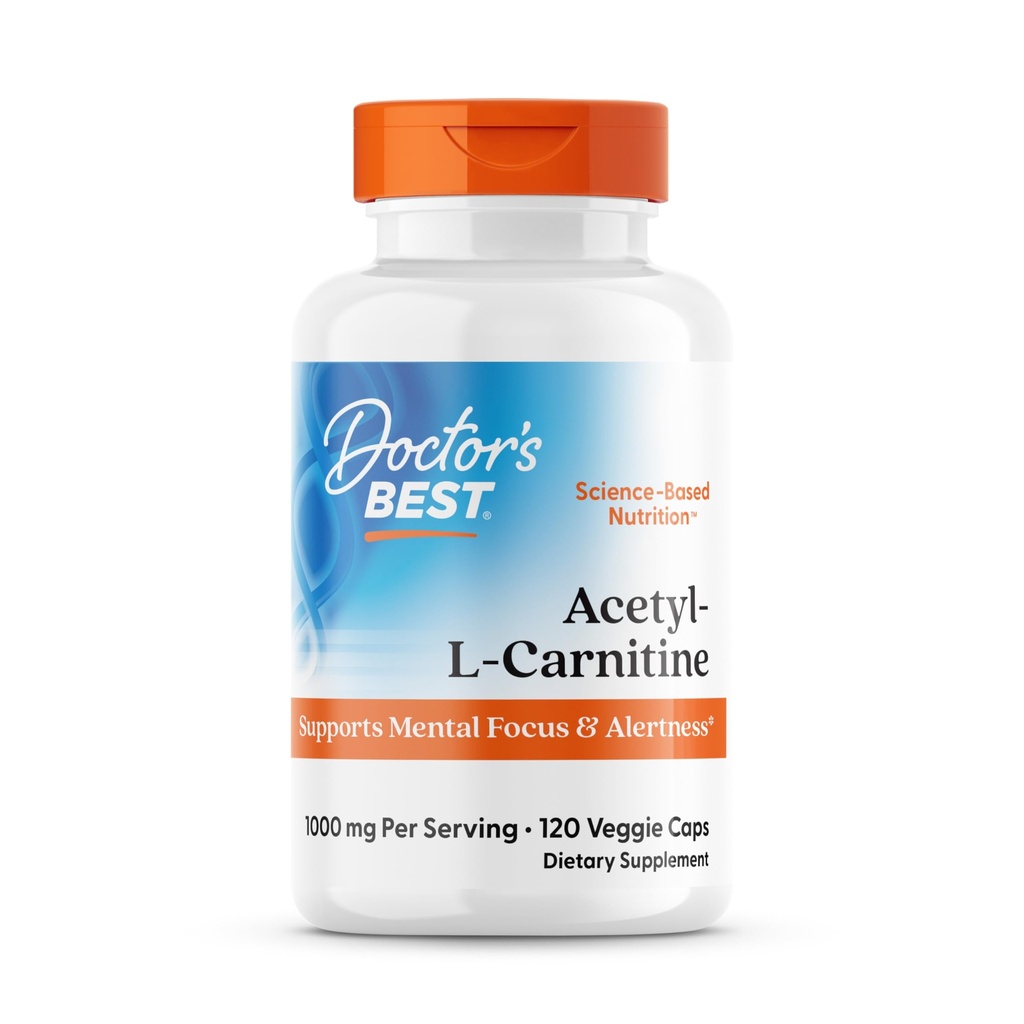 Meilleurs médecins acétyl-L-Carnitine, soutient la concentration mentale et l'alerte, non-OGM, sans gluten, sans soja, végan 120 capsules de légumes