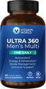 Vitamine World Ultra 360 Multivitamine pour hommes Un jour, Multivitamine pour hommes avec minéraux, herbes et antioxydants, Supplément quotidien avec vitamine A, C, D, E & Zinc pour l'énergie et le soutien immunitaire, 90 Caplets