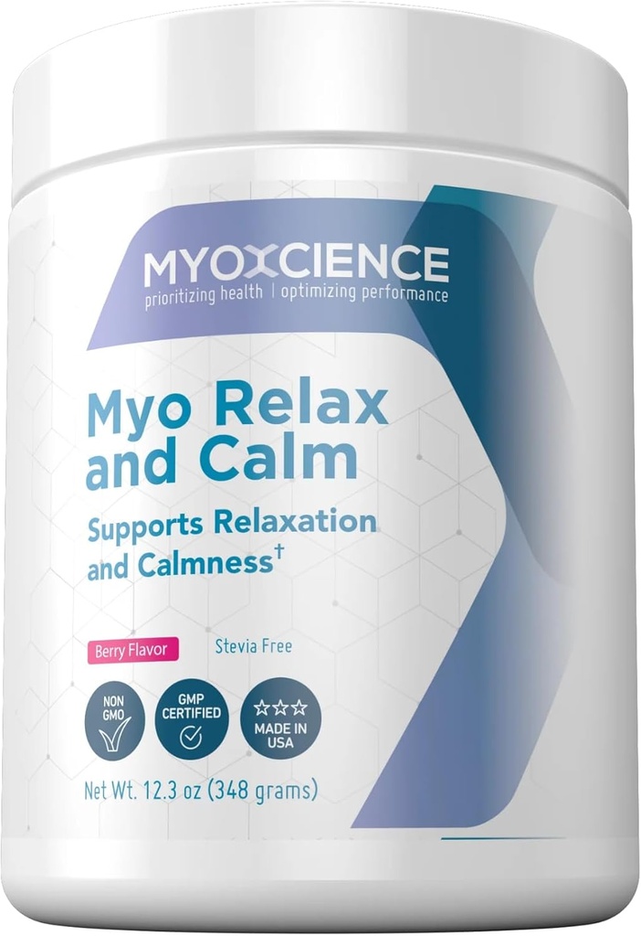 MYOXCIENCE Myo Détendez-vous et calmez-vous Myo-Inositol, L-Theanine, Taurine, Magnésium et GABA.