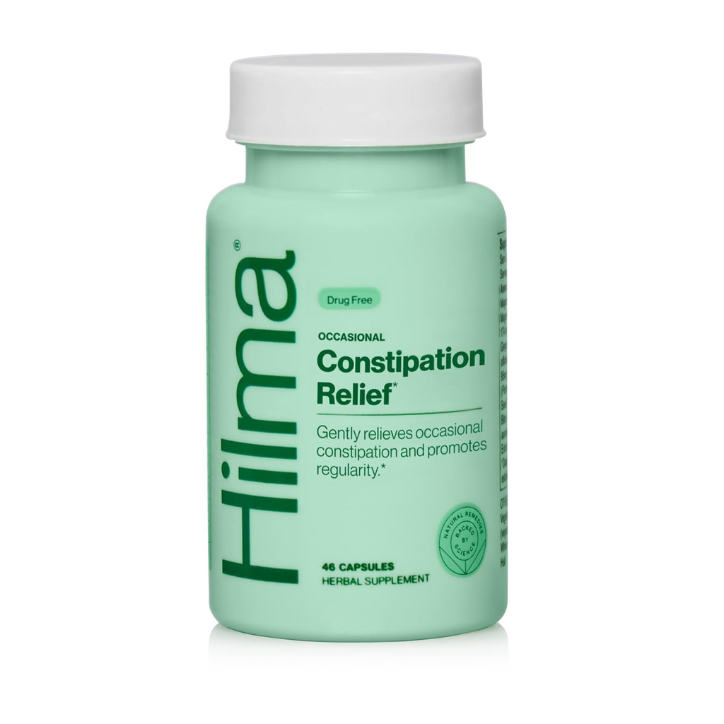 Hilma Gentle Bowel, Relief de Constipation Occasionnel avec Citrate de Magnésium, Laxatifs naturels et doux pour Constipation avec Citrate de Magnésium, Ginger, Anise et Orange Amère, 46 Capsules Vegan