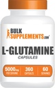 BulkSupplements.com Capsules de L-Glutamine - Supplément de glutamine, Supplément d'acide amino - Sans gluten, 6 Capsules par portion (5000mg), 360 Compte (paquet de 1)