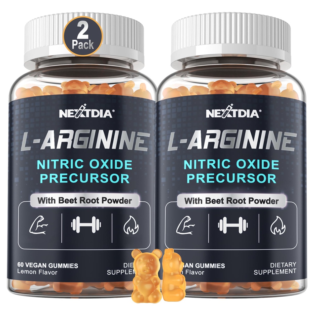 Sans sucre L Arginine Oxyde Nitrique Gommies 1300mg pour les hommes et les femmes avec L Citrulline, racine de betterave, B3.
