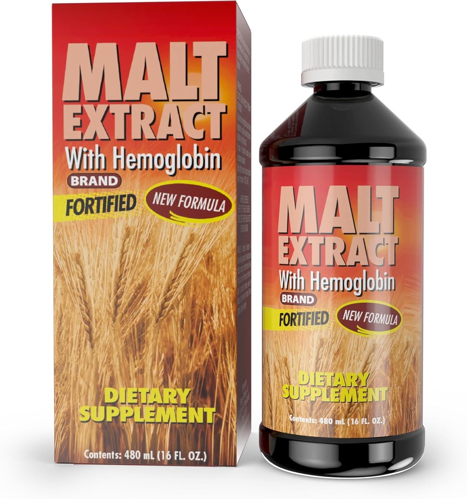 Extrait de malt et d'hémoglobine - Supplément nutritionnel pour l'énergie et la vitalité (16 Fl Oz/paquet de 1)